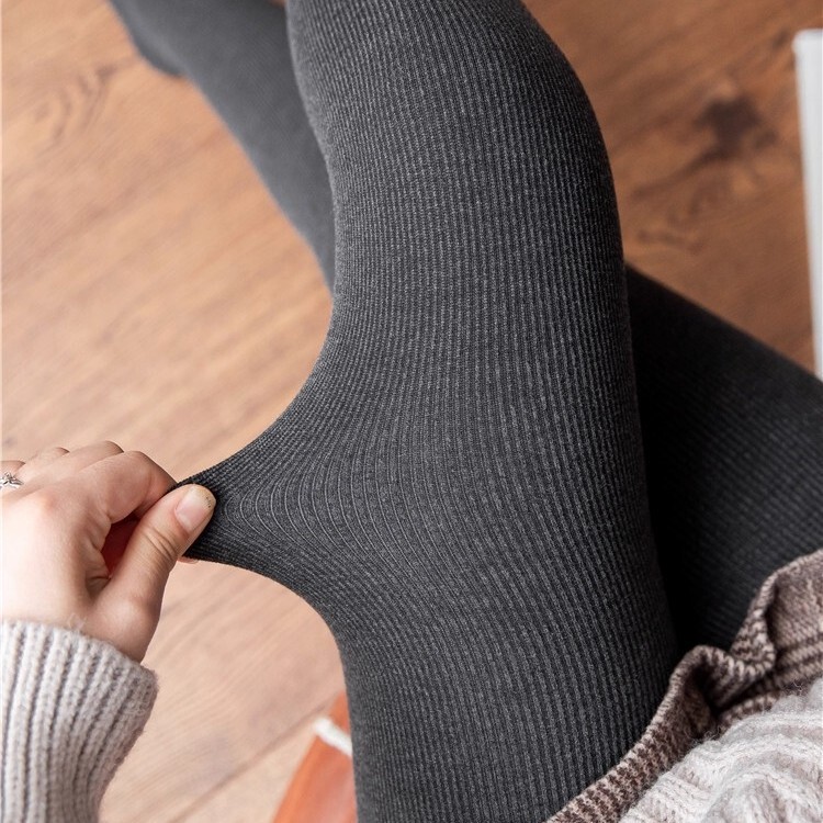Vertical Striped Leggings for Women, Gray Tights for Autumn and Winter, Fleece-Lined and Thickened, High-Waisted, Footed, Bare-Leg Effect Vertical Striped Leggings for Women, Gray Tights for Autumn and Winter, Fleece-Lined and Thickened, High-Waisted, Footed, Bare-Leg Effect