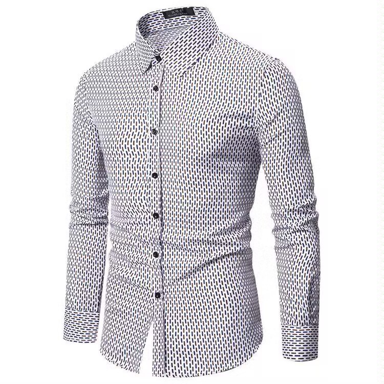 Nueva camisa de manga larga de solapa de los hombres europeos y americanos 3D Impresión digital popular camisa casual superior ventas directas de fábrica