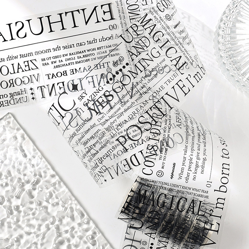 BAE caja de cinta adhesiva transparente impermeable para mascotas diy diario pegatinas retro transfronterizas pegatinas inglesas