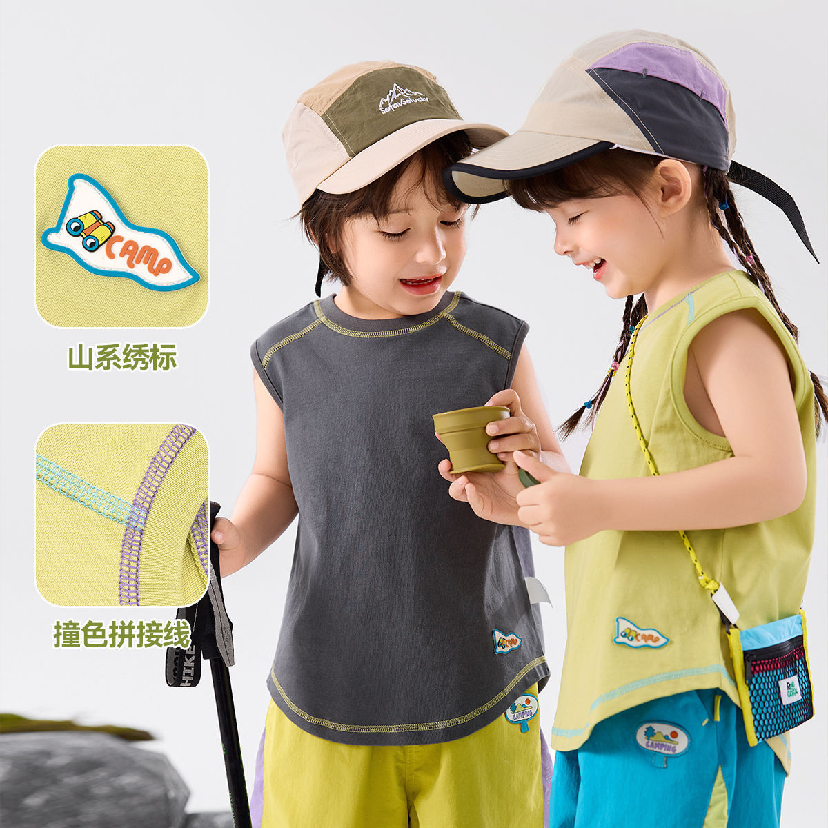 [Moisture Absorption Quick-drying] Doodle Baby All Cotton Vest Summer Children's Sleeveless T-shirt Summer Wear Boys' Waistcoat Children's Wear