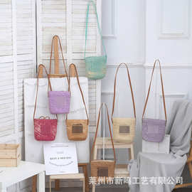 批发法式草编包手工编织包包抽绳水桶包百搭洋气女包斜挎包