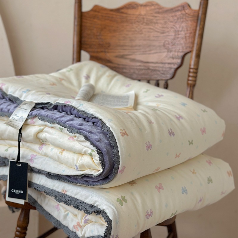 면 거즈 비니 퀼트 컬러 리본