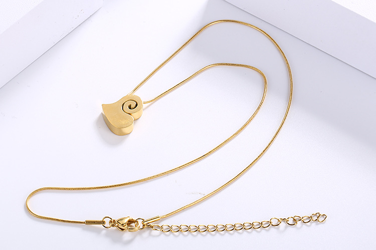 fashion stainless steel heart-shaped necklace earrings set wholesale Nihaojewelry