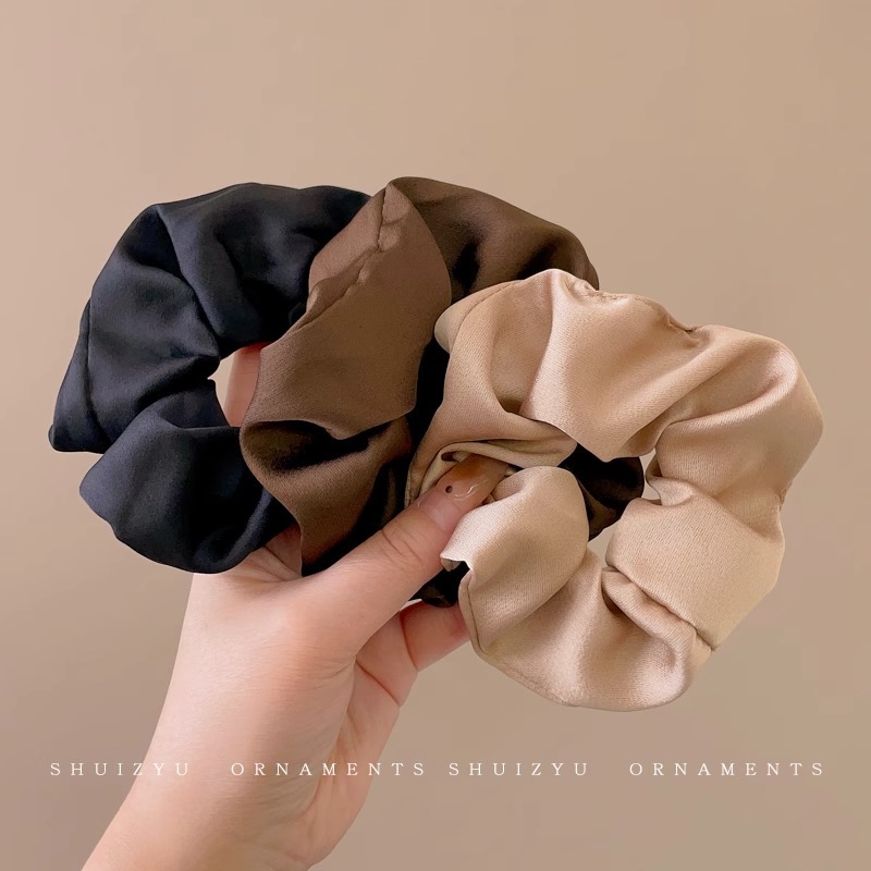 Banda de pelo de intestino grueso de alto grado femenino francés retro cuerda de pelo cabeza de bola banda de goma cuerda de cabeza femenina cubierta de cuero tocado de celebridad de Internet