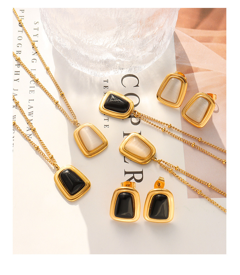 Summer Ins Fashion Opal Pendant Necklace Earrings Womenu0027s Jewelry Set