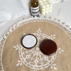 Walnut-handled mirror, women's portable mirror, handheld handle mirror, European-style large beauty mirror, round mirror