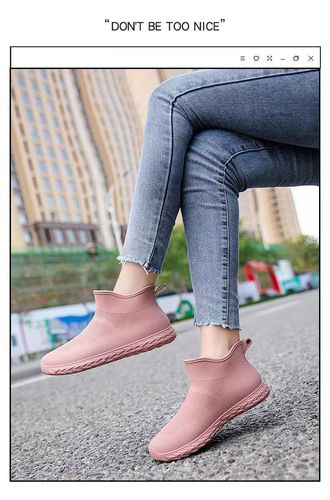New Hailishark Plain Color Women's Four Seasons Water Shoes Fashion Casual Flat Rain Boots Low Top Round Head Outer Wear Rain Boots