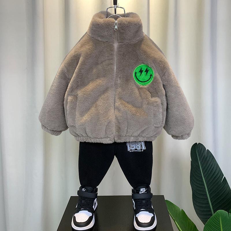 Abrigo forrado de lana para niños abrigo de algodón acolchado de invierno 2023 nuevos suéter engrosado para niños ropa de invierno abrigo de algodón acolchado de lana de cordero para bebés