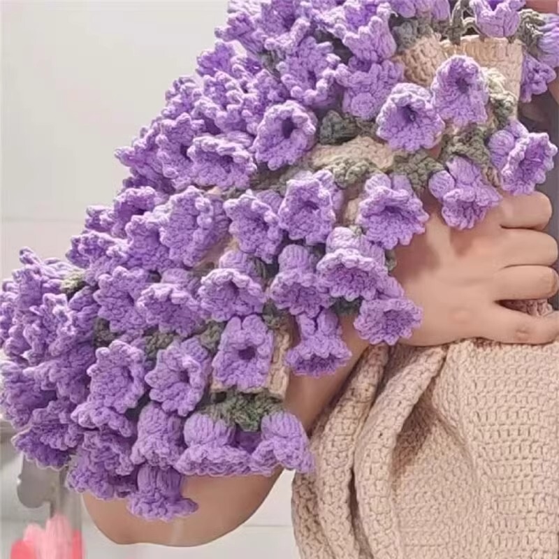 ローズブーケブランケット完成品手作りウールかぎ針編み花スズランガールフレンドの誕生日中国のバレンタインデーのDIYギフトとして|undefined