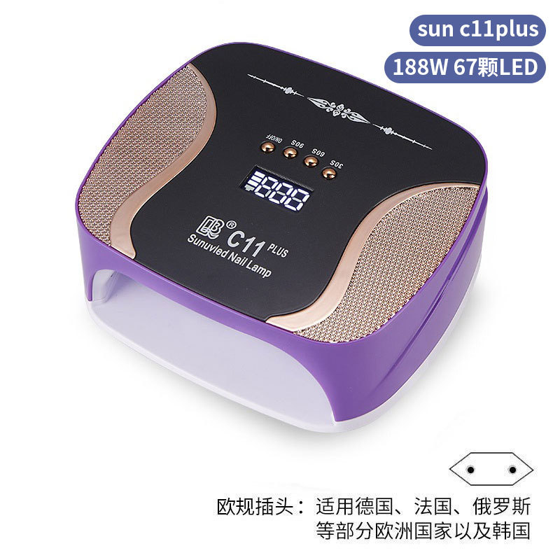 Lámpara de manicura inteligente de alta gama de luz de terapia de diamante 256W de alta potencia de pegamento de vinilo lámpara de horneado de dos manos secador de uñas transfronterizas