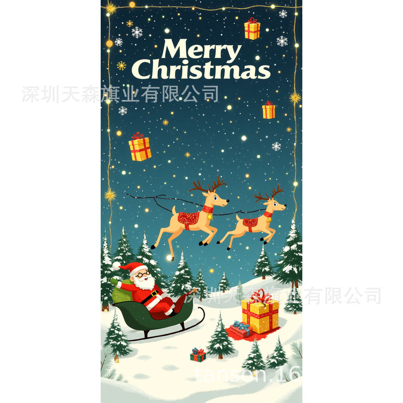 圣诞节门盖冬季雪人节日门套欧美跨境派对布置背景布新款门盖|undefined