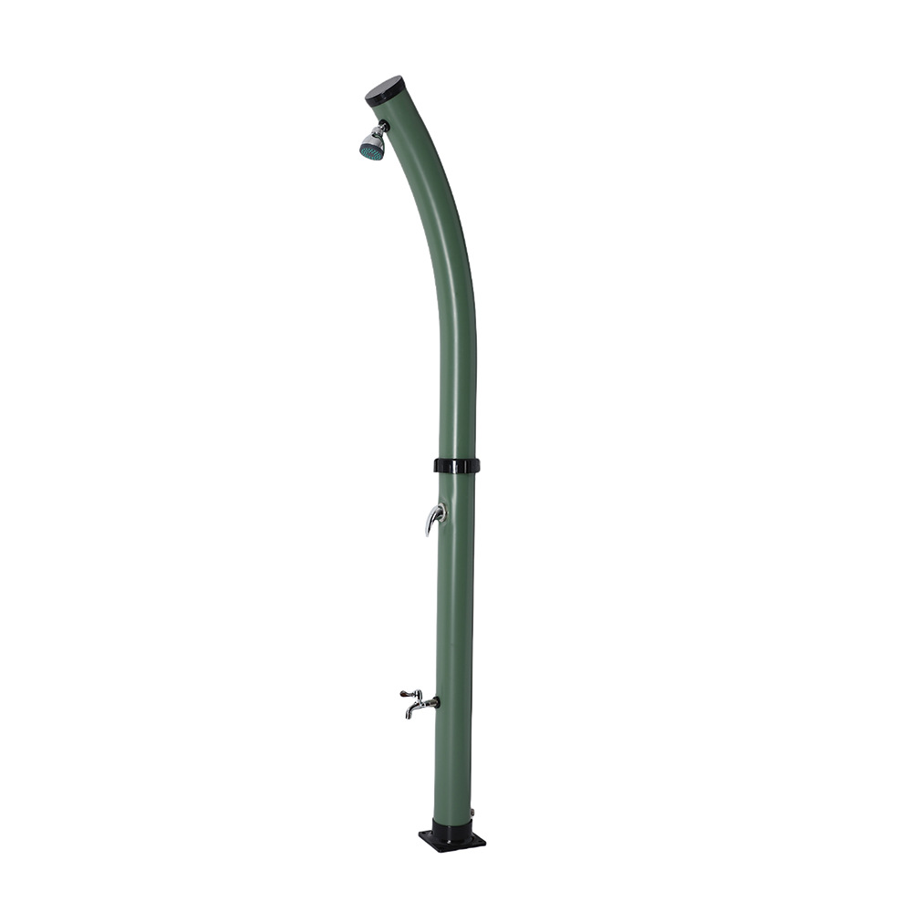 20L cilindro curvo nuevo color plateado PVC columna de ducha solar ducha de jardín al aire libre interruptor de agua caliente y fría