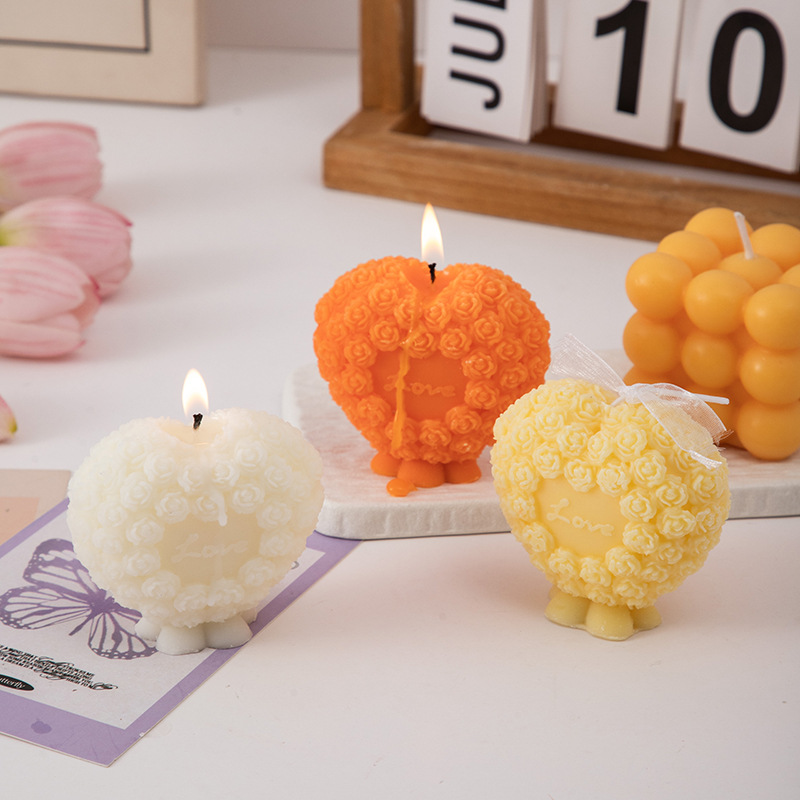 ins día de San Valentín rosa amor vela de banana DIY rosa vela hecha a mano adornos creativos para el hogar