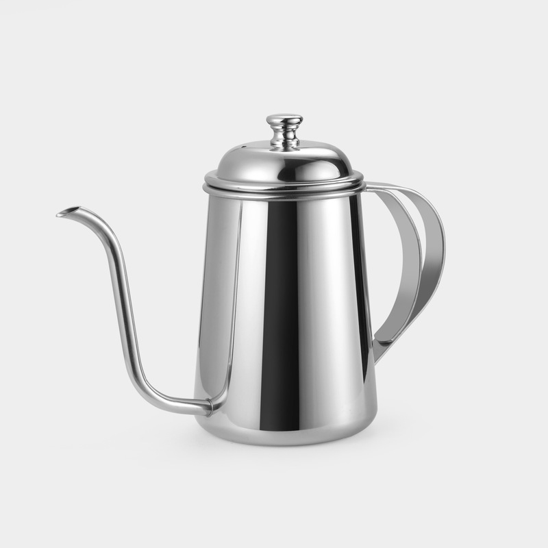 Long-mouth hand pot fine-mouth pot 650ml thick 304 stainless steel drip coffee pot filter brewing teapot palace pot