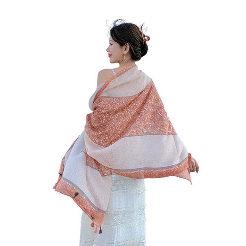 Ethnic Style Shawl Women's Outerwear Ethnic Style Summer Thin Travel Sunscreen Scarf Beach All-match Beach Towel Scarf