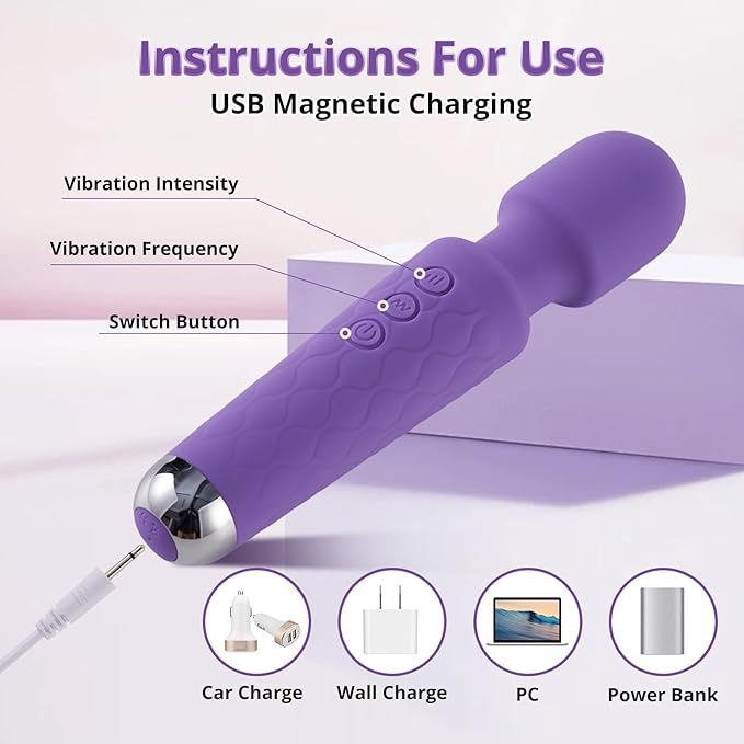 20-Frequency Vibrating AV Wand Prostate Massager, Silicone, Electric Button Control — detail image 5