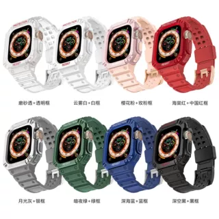 适用苹果手表表带iwatch12Ultra49mm苹果一体表带TPU表带PC壳批发