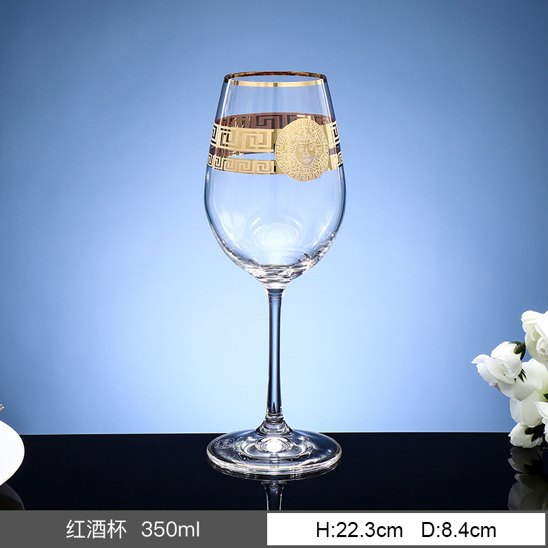 Tazas de vino de cristal sin plomo importadas de la República Checa, tazas de vino europeas caseras de lujo con vinos de oro