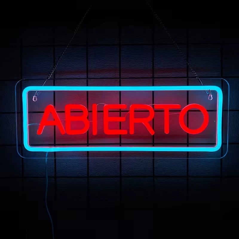 Кросс-граничный светодиодный испанский ABIERTO неоновый свет кафе бар вывеска