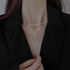 Brand universal necklace from pearl, accessories with butterfly stainless steel for elementary school students, Korean style, light luxury style