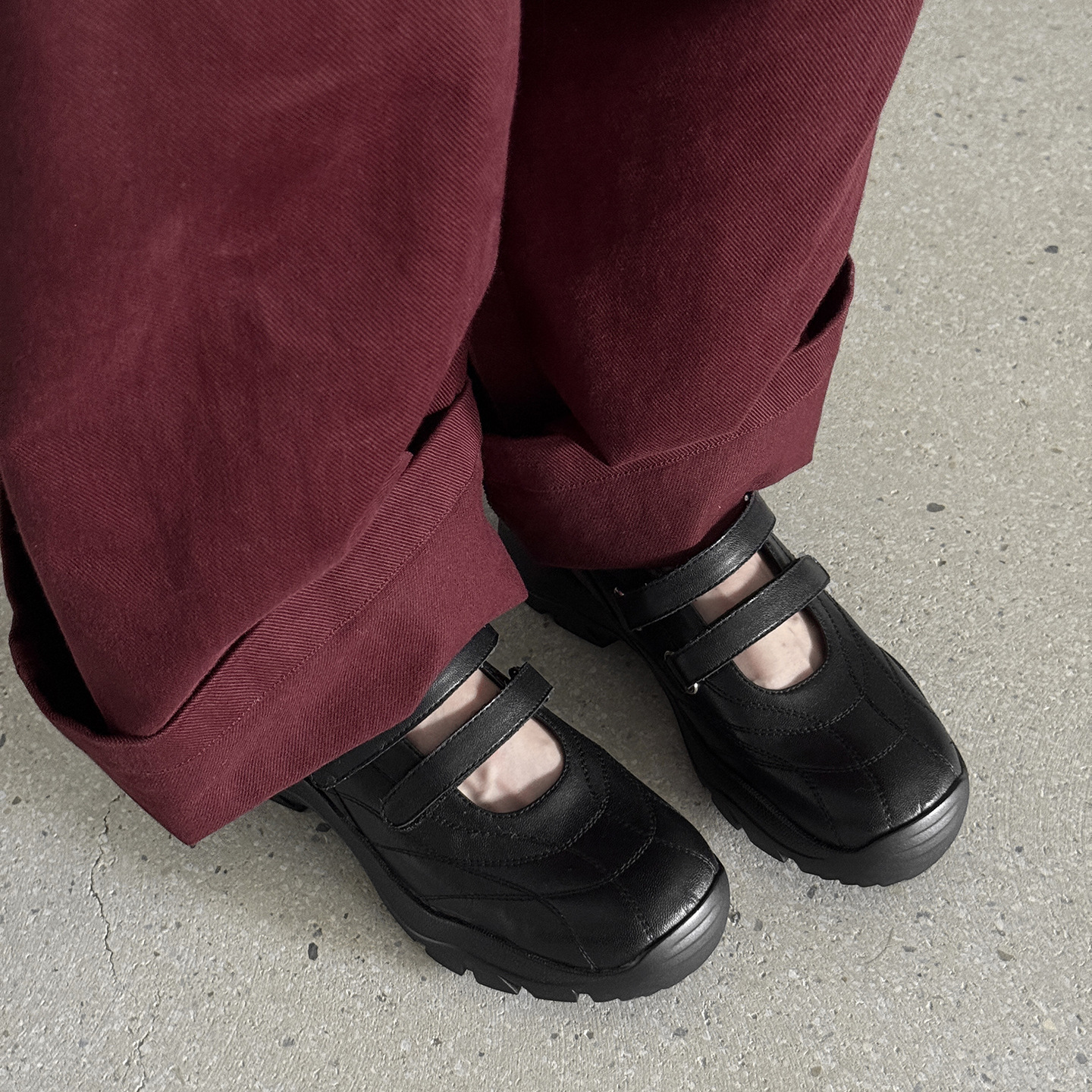 Sports Casual Style ~ 5cm Thick Sole Non-Tiring Feet Pure Color Mary Jane Shoes for Women 2025 New Velcro Ballet