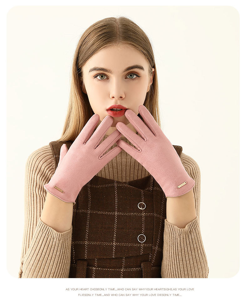 Warm Women's Gloves Touch Screen Windproof Velvet Cycling Mittens_voghion.com