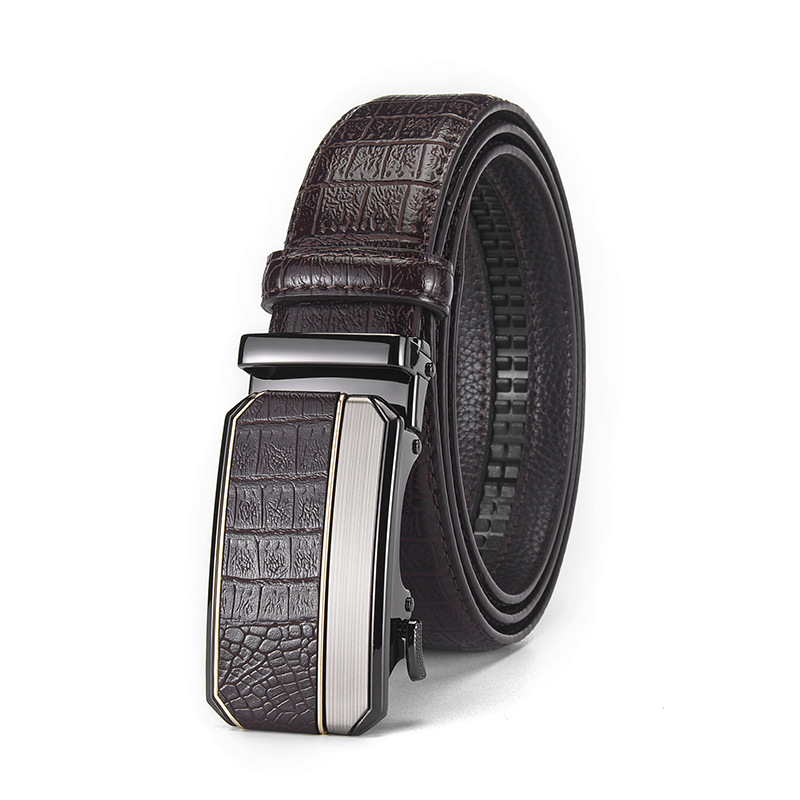 Crocodile Pattern Automatic Buckle Belt For Men Trendy Waistband_voghion.com