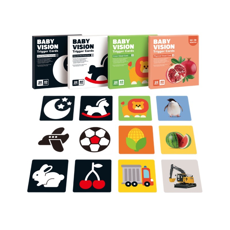 Tarjeta de excitación visual de educación temprana para bebés recién nacidos de 0 a 3 meses, tarjeta flash de seguimiento en color blanco y negro, tarjeta de reconocimiento de rompecabezas