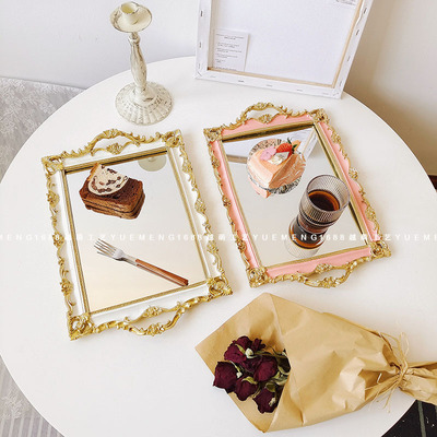 新奇创意蛋糕摆件托盘工艺品欧式树脂摆件首饰托盘果盘茶盘道具