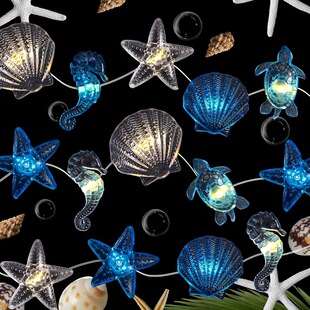 New marine series copper wire lamp pendant seahorse starfish turtle shell fastener led copper wire lamp string factory outlet
