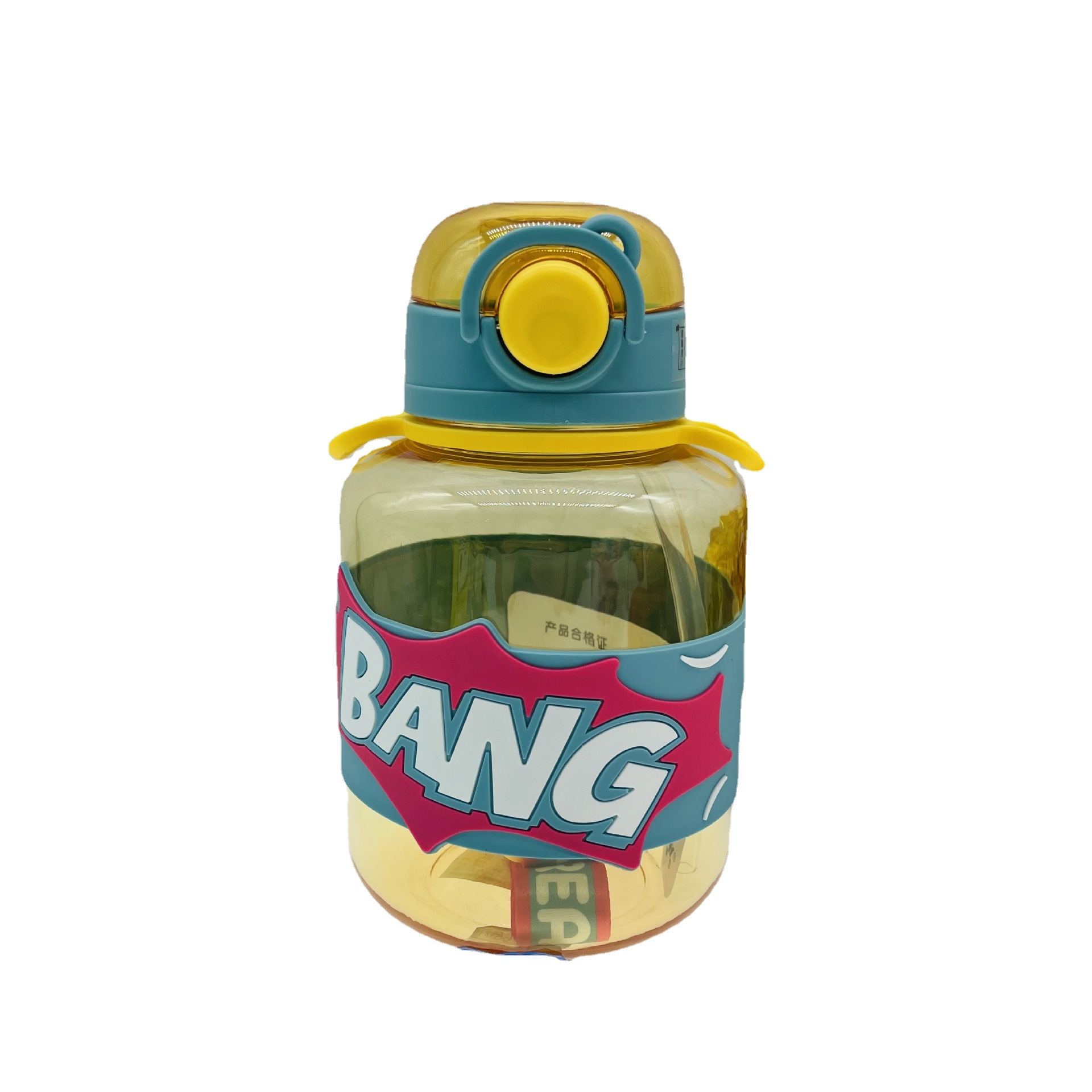 Carta de dibujos animados de Yichang taza de agua de gran capacidad 1100ml T correa de cubo de botella de agua de paja de alta apariencia taza de Estudiante