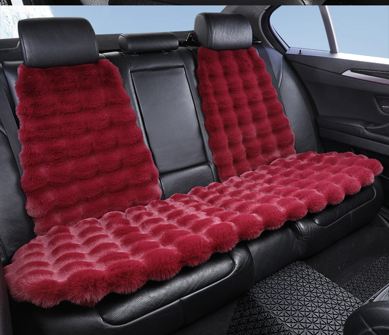 temu Amazon new bubble velvet car cushion rabbit plush warm winter three-piece plush