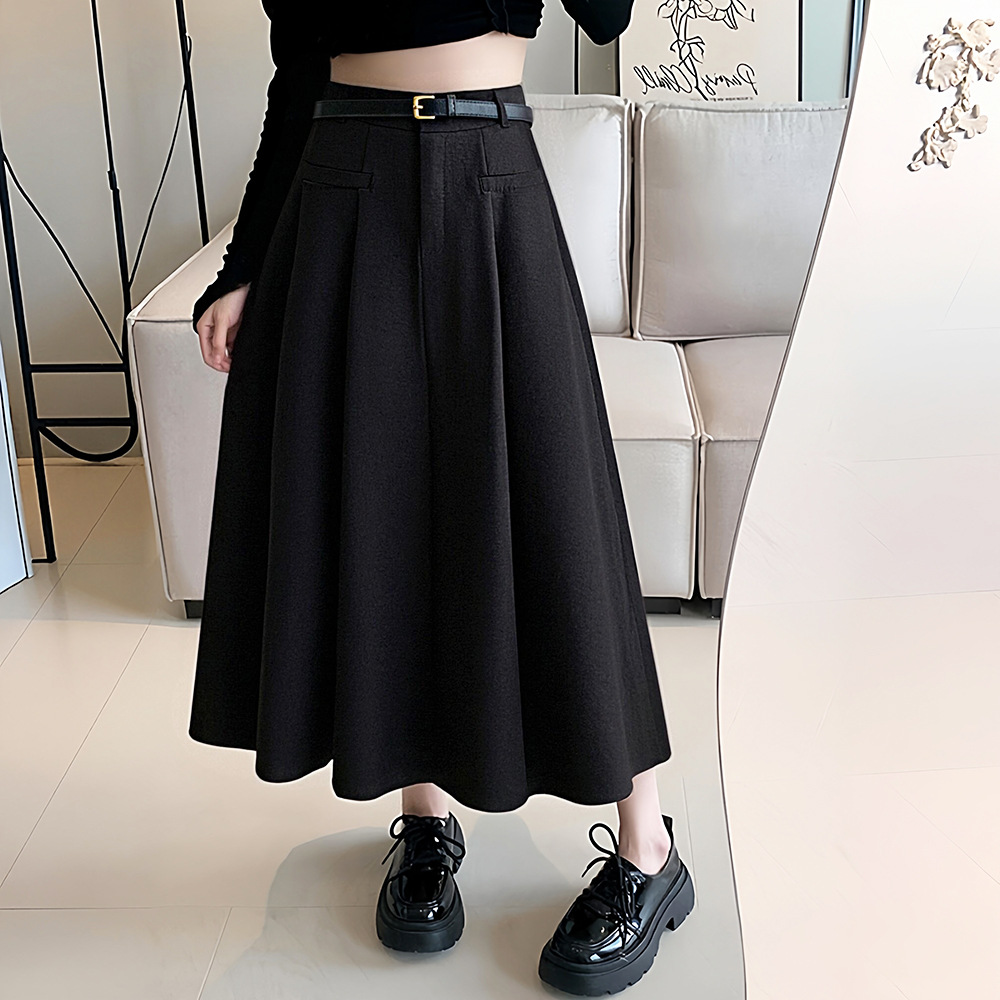 120-300 Plus Size Women's Pleated Skirt 2025 Autumn and Winter New Fat Girl High Waist Lace-Up Temperament A-Line Skirt