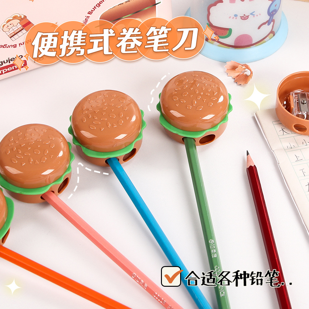 Creativa hamburguesa cuchillo de lápiz adorable cuchillo de lápiz de doble agujero estudiantes de mano cuchillo de lápiz cuchillo de lápiz al por mayor