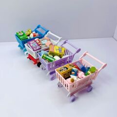 微缩购物车模型仿真食玩配件儿童娃娃屋系列迷你过家家玩具手推车