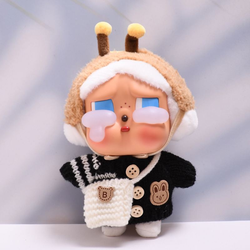 仅娃衣】哭娃眼泪工厂搪胶脸毛绒盲盒玩偶CRYBABY纽扣毛衣娃衣服|undefined