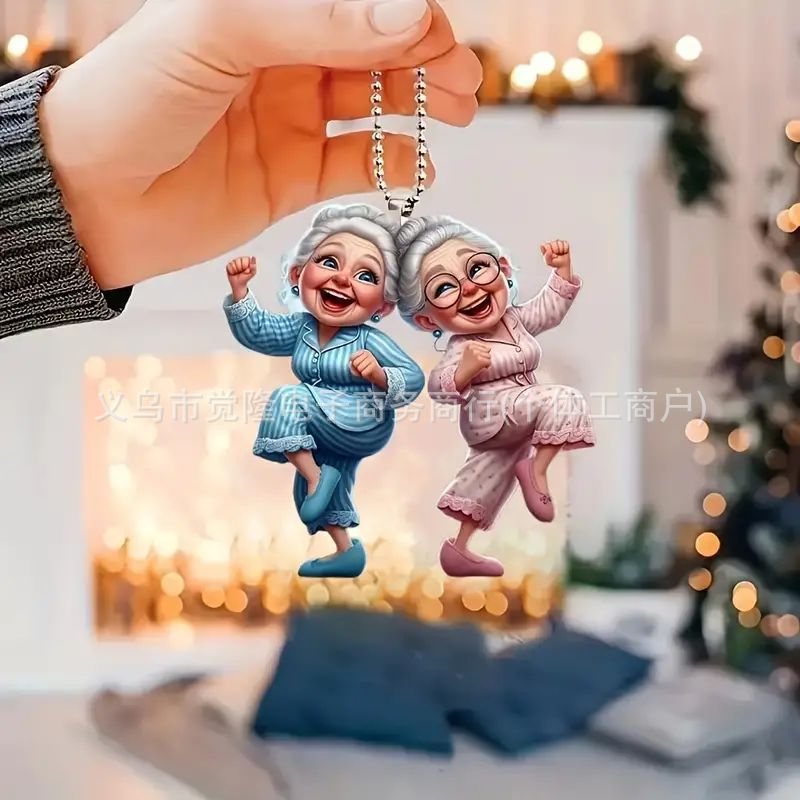 Transfronterizos nuevos personajes de dibujos animados planos acrílicos colgantes de decoración de automóviles Trump colgantes de decoración de espejos retrovisores