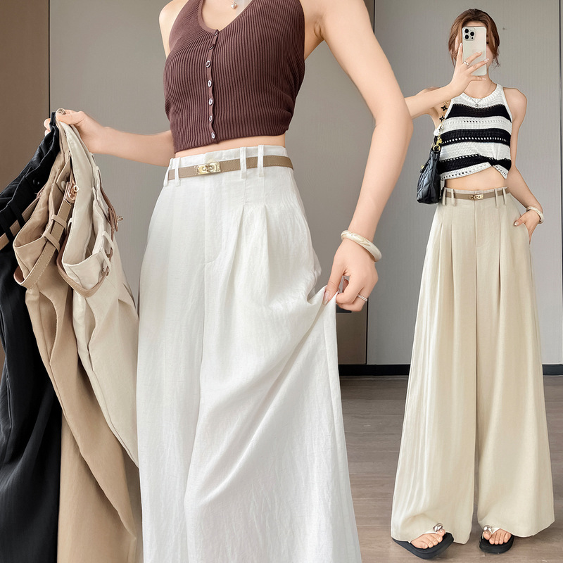 Linen Wide-Leg Pants for Women, Summer High-Waisted Slimming Casual Straight-Leg Long Pants, Light Luxury Drape Cotton-Linen Pants, Tencel Linen Linen Wide-Leg Pants for Women, Summer High-Waisted Slimming Casual Straight-Leg Long Pants, Light Luxury Drape Cotton-Linen Pants, Tencel Linen