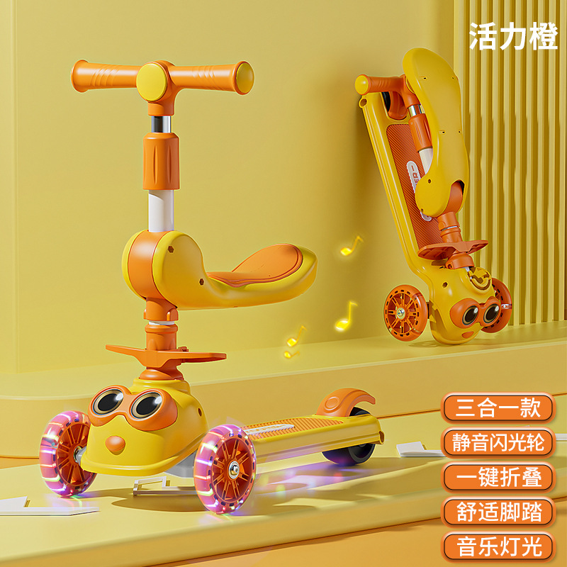 Scooter para niños 1-3-6-12 años, el bebé tres en uno puede sentarse en un niño resbaladizo, tesoro femenino, coche de princesa