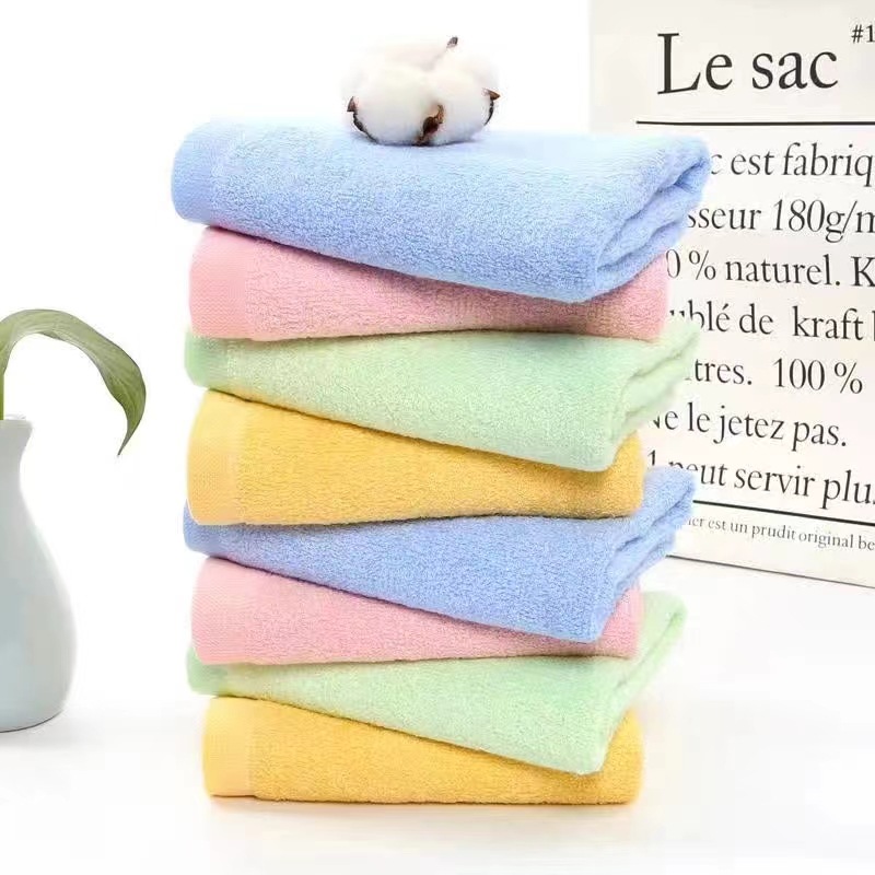 Bamboo fiber beauty towel middle towel children's towel kindergarten square towel factory wholesale soft absorbent lint-free embroidered