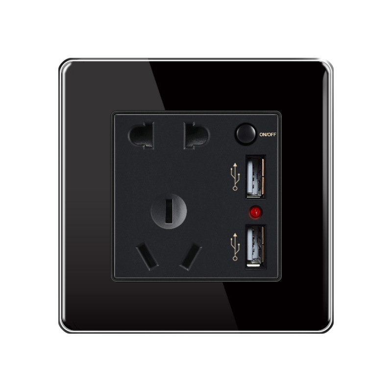 FIKO Hotel Home Double Two USB Two -Polar Specs Blocking Panel socket 86 dark installation