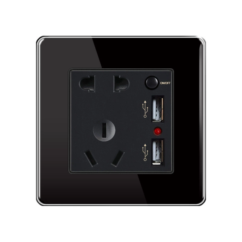 FIKO Hotel Home Double Two USB Two-Polar Specs Blocking Panel socket 86 dark installation