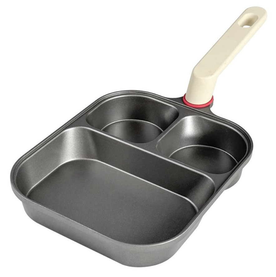 Nueva piedra maifan transfronteriza sartén de huevo de cuatro agujeros hogar antiadherente huevo plano dumpling pot desayuno huevo hamburguesa sartén