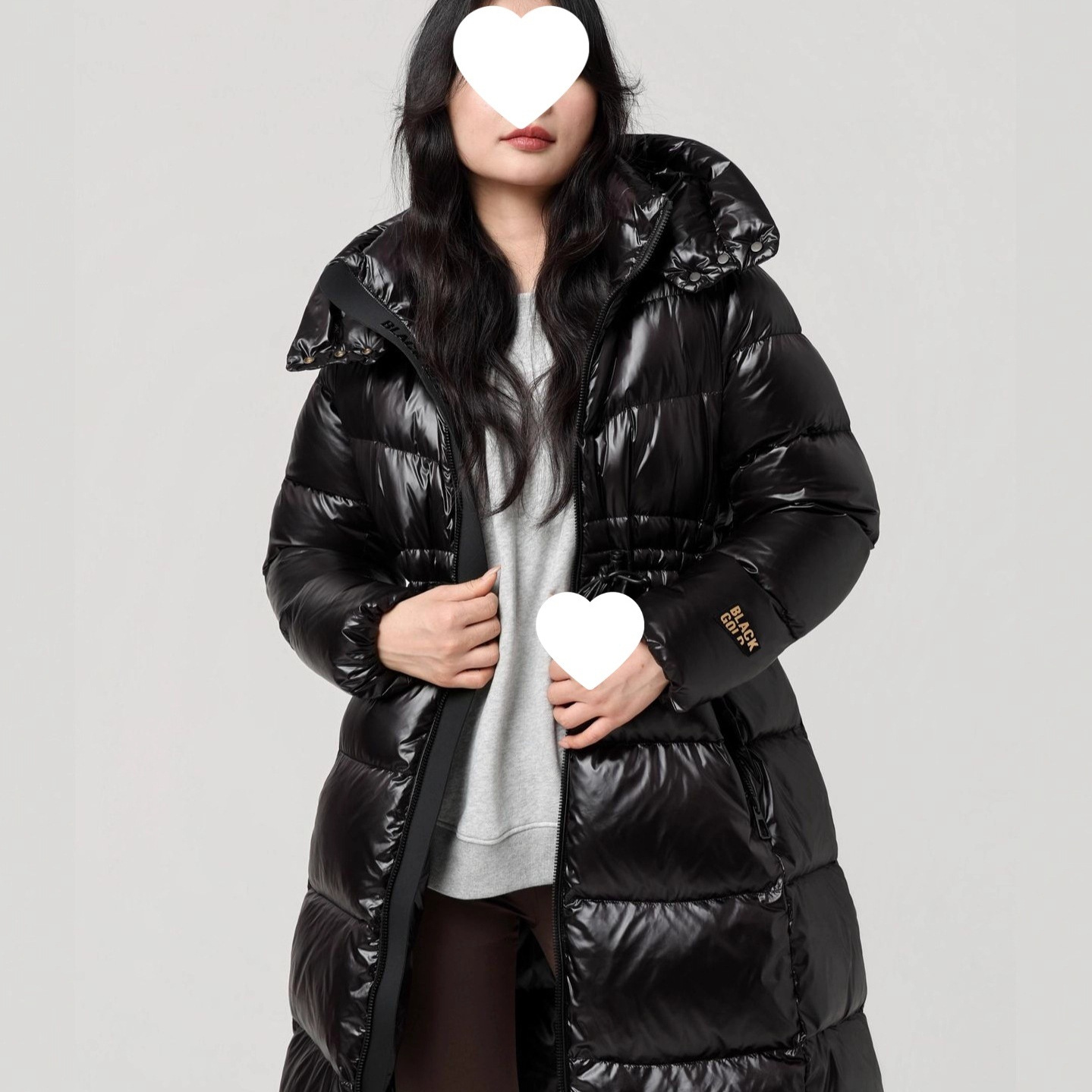 Black Gold Goose down Jacket 2025 Winter New Long down Jacket Women's Waist Slimming Outdoor Cold-Proof Warm Jacket