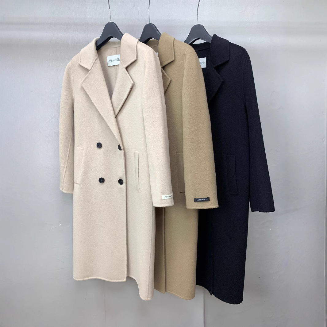 키 작은 분들을 위한 중간 길이의 더블 버튼 스트레이트 양면 울 코트, 다롄 여성용 25 가을 겨울 출퇴근용 다용도