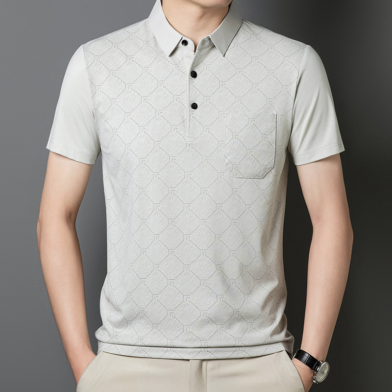 Summer Dad's Short-sleeved T-shirt Middle-aged and Elderly Men's Lel Top Men's Ice Silk T-shirt POLO Base Men's T-shirt