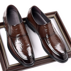 男士皮鞋韓版時尚婚鞋真皮韓版直播淘貨源男鞋頭層牛皮一腳蹬