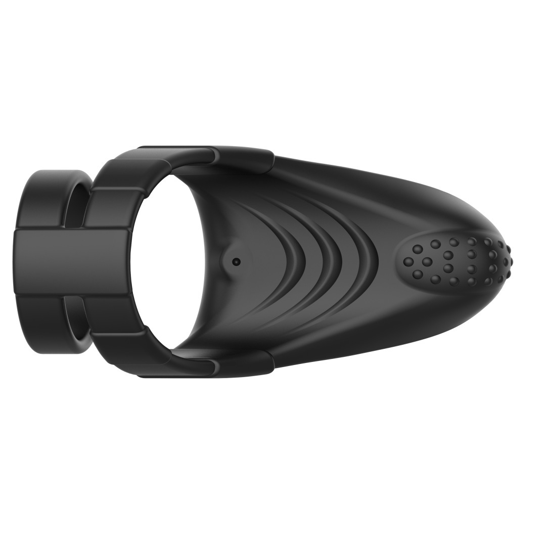 Black Feather Vibrating Dual Cock Ring, Multi-Frequency Electric Sensitivity Training Ring — detail image 14