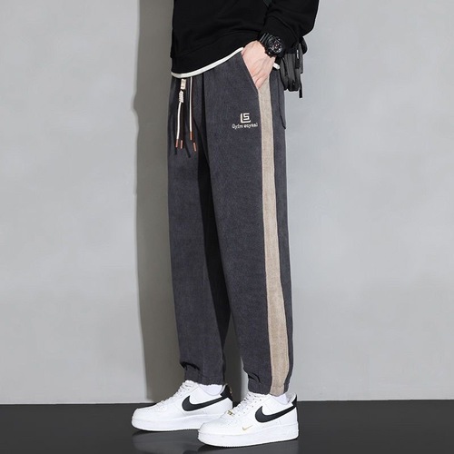 2025 Padded Corduroy Pants Men's Autumn/Winter Loose Youth Sports Leisure Heavyweight Long Pants