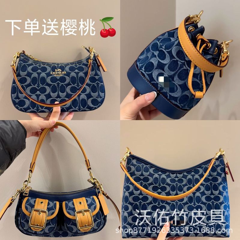 Koujia Denim Color Series Denim Dark Blue Teri Underarm Bag Hobo Bag Boston Handheld Shoulder Bag Backpack
